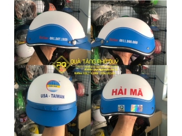 MŨ BẢO HIỂM GIẢ DA MÀU TRẮNG XANH