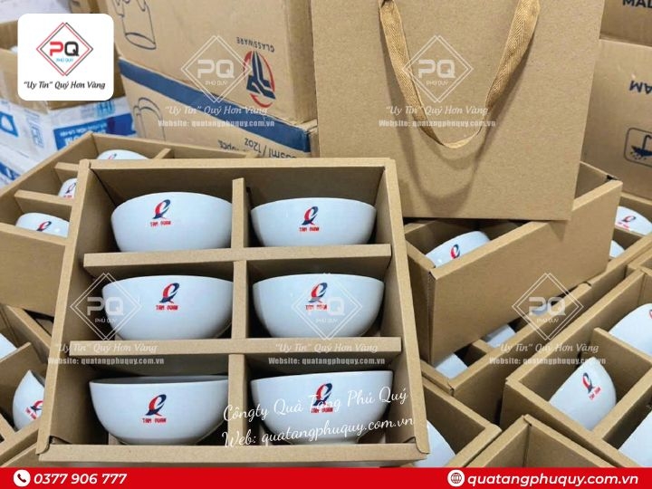 BỘ 6 CHÉN SỨ IN LOGO THEO YÊU CẦU