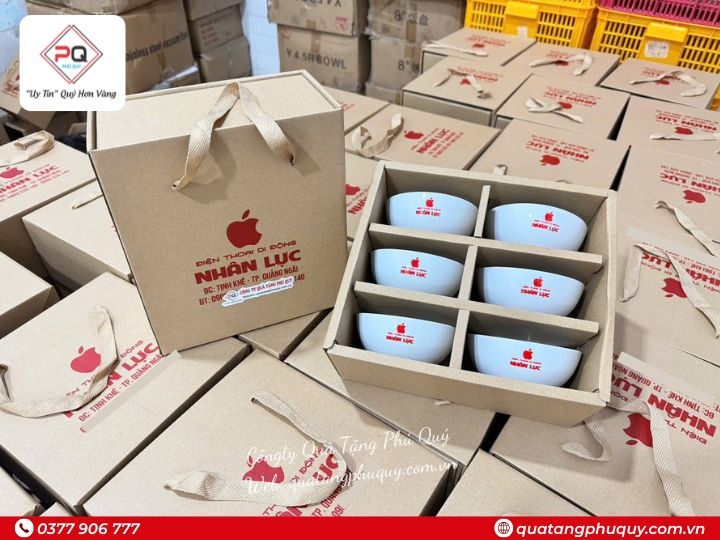 BỘ 6 CHÉN SỨ IN LOGO THEO YÊU CẦU